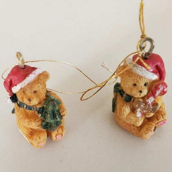 Vintage Giftco Christmas Ornaments Porcelain Bisque Tree Candy cane Bell Bears - Picture 1 of 4